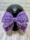 Lavender Sequin Double Stack Helmet Bow