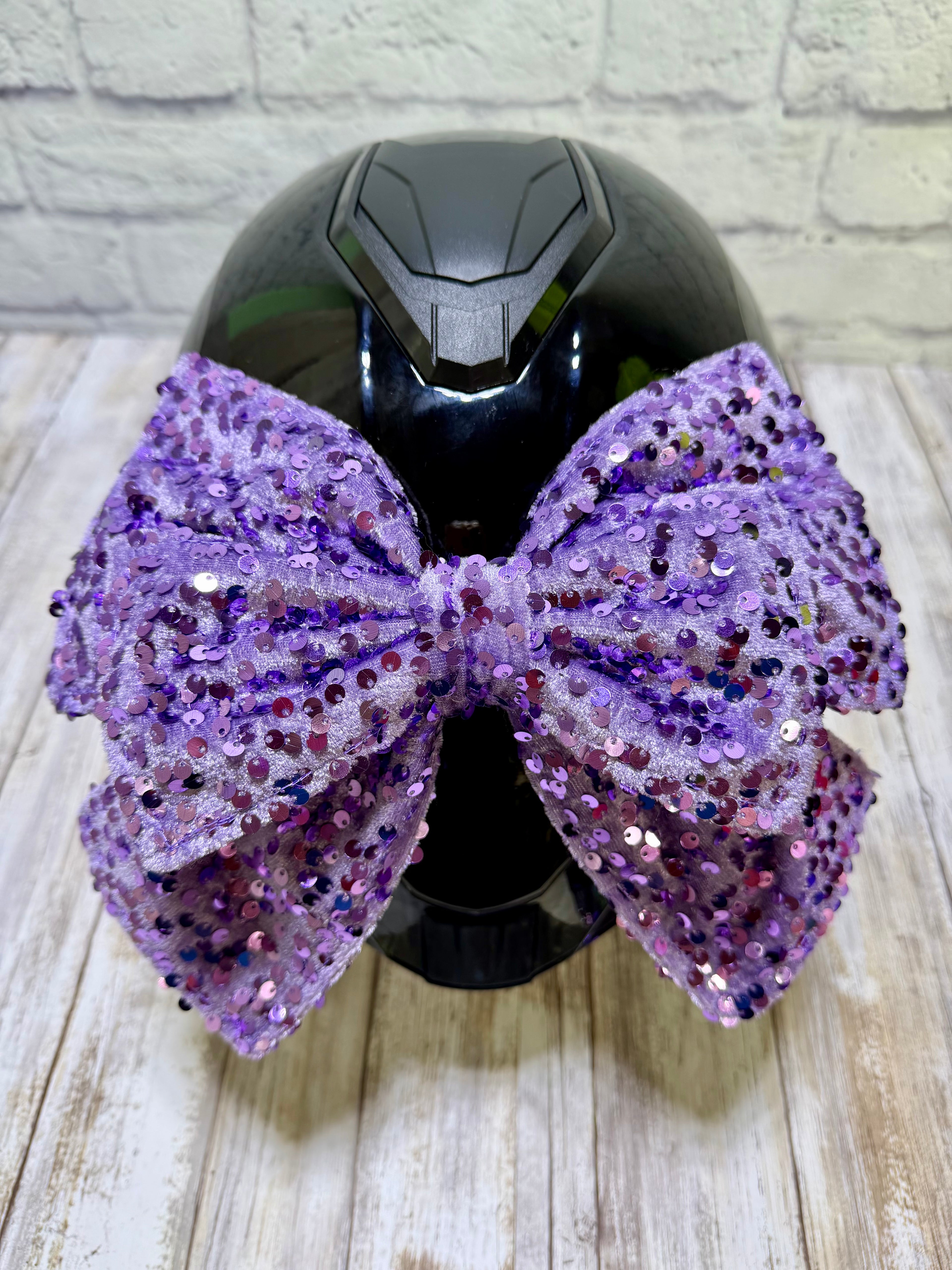 Lavender Sequin Double Stack Helmet Bow
