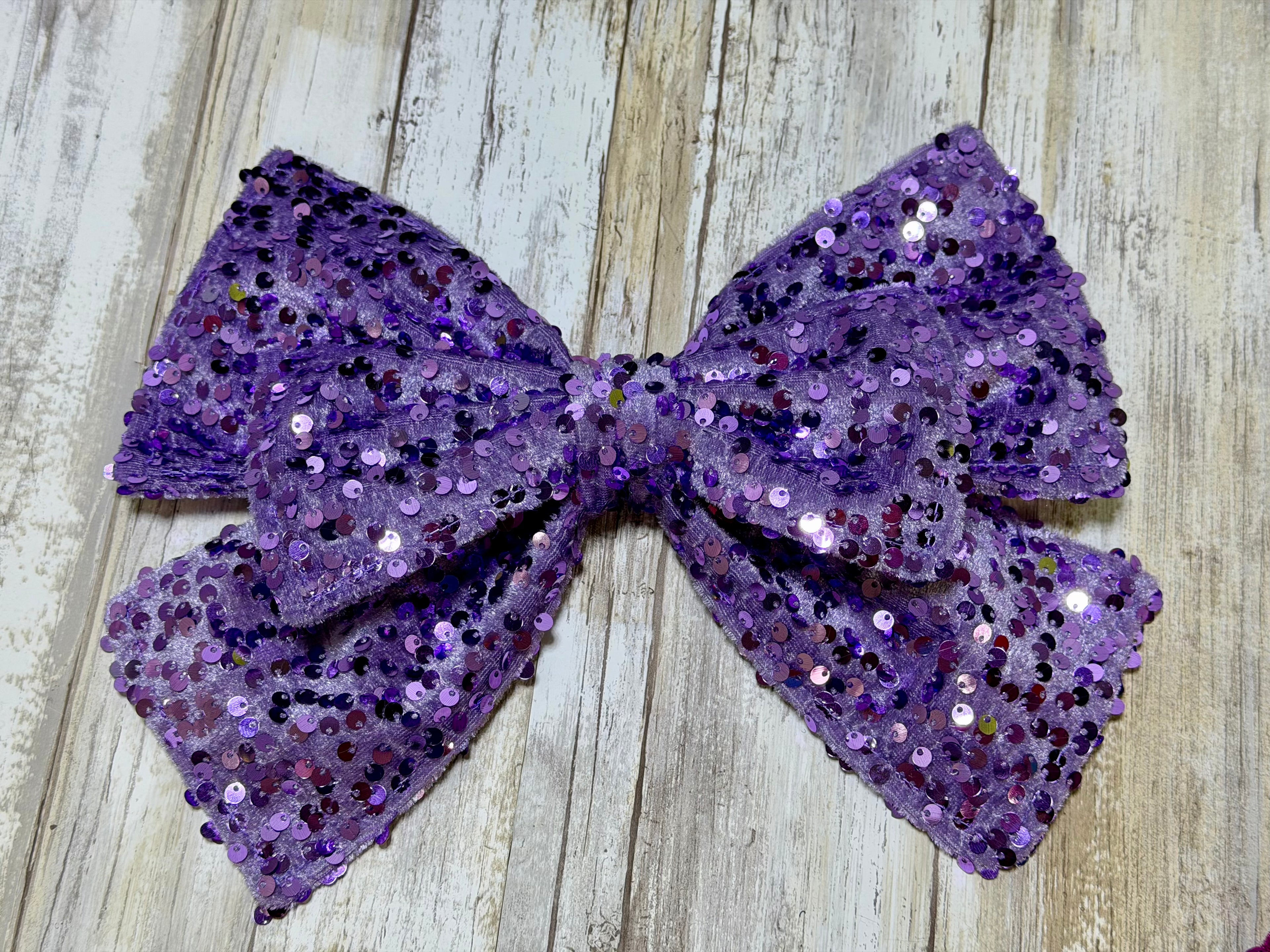 Lavender Sequin Double Stack Helmet Bow