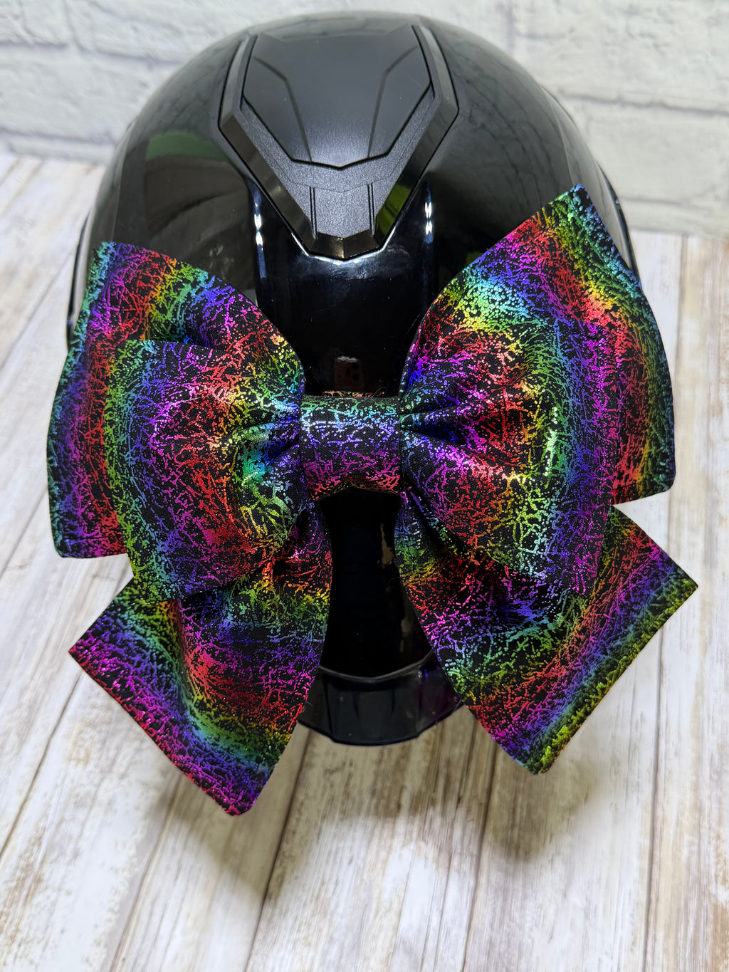 Spatter Rainbow Helmet Bow