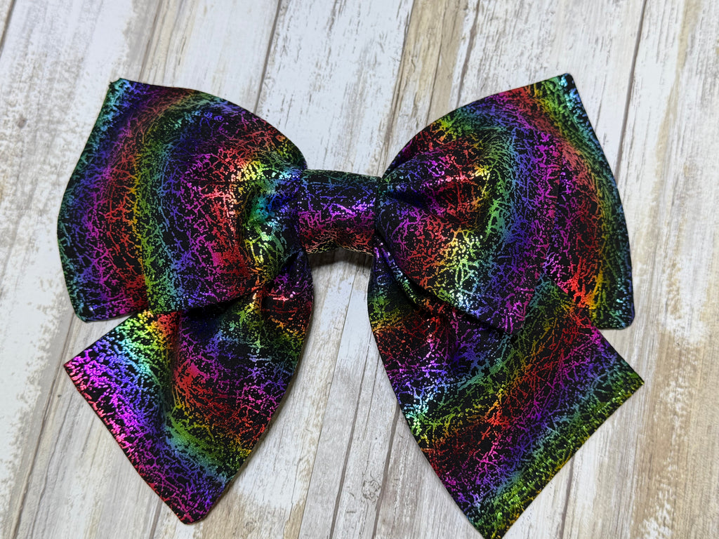 Spatter Rainbow Helmet Bow