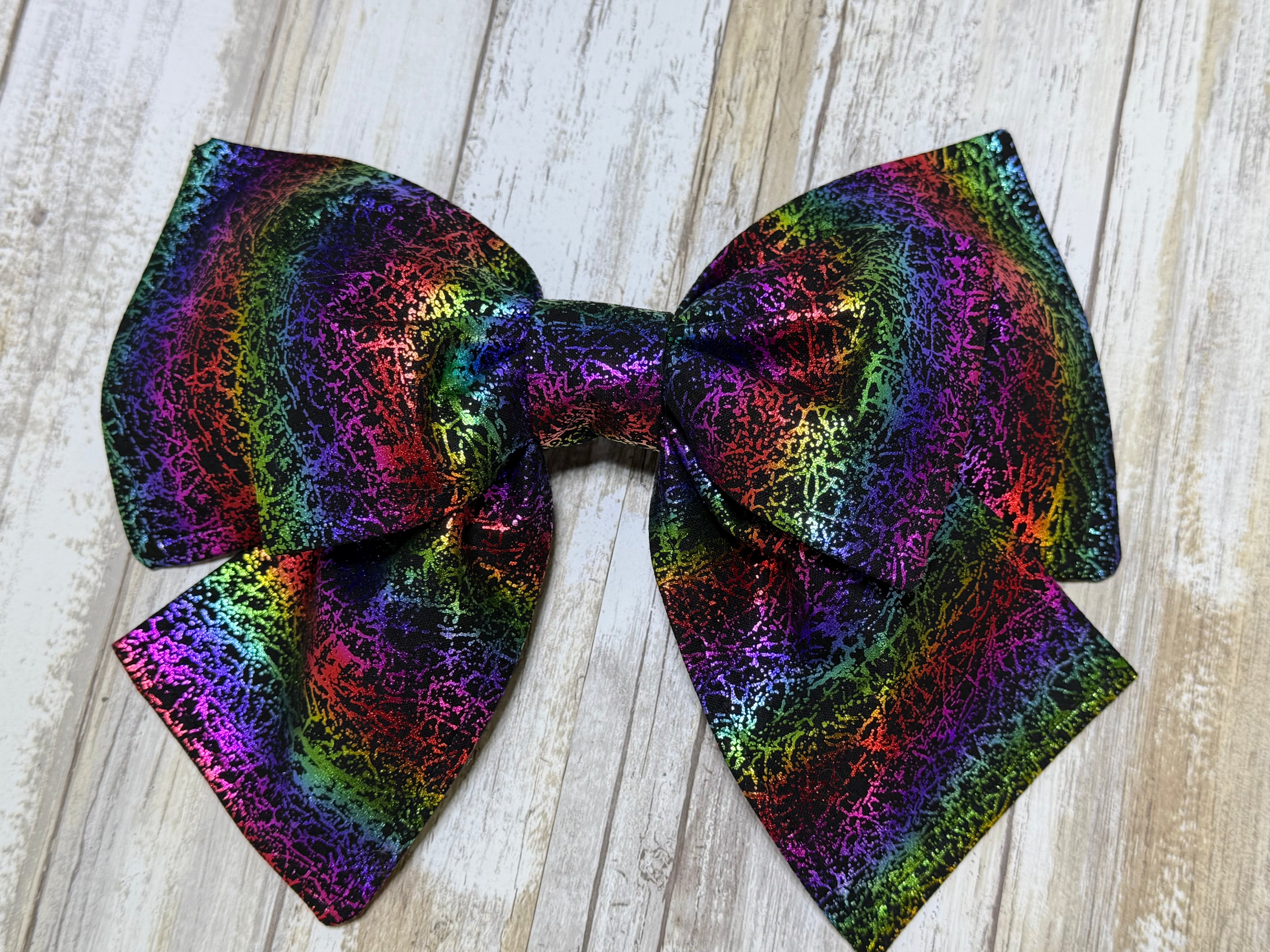 Spatter Rainbow Helmet Bow
