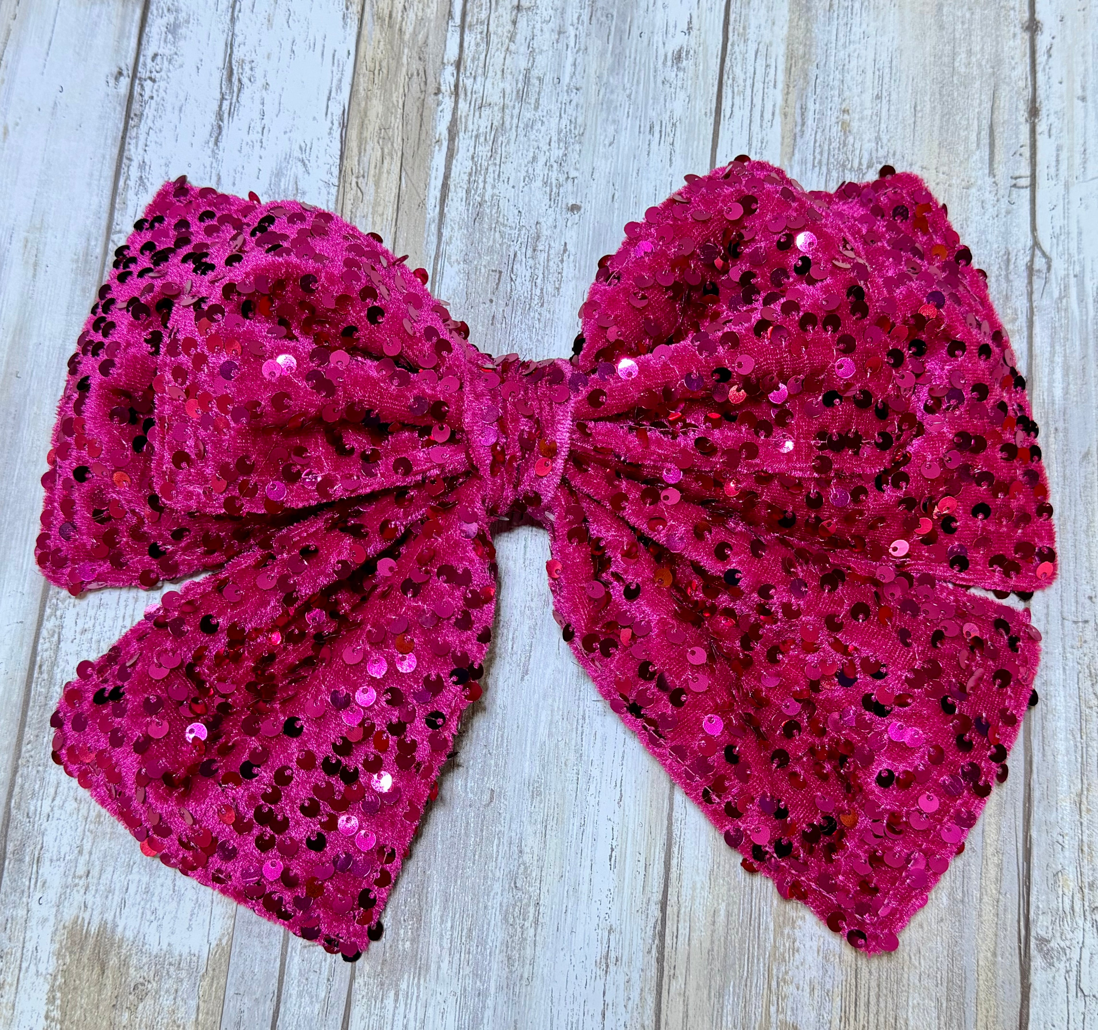 Magenta Sequin Double Stack Helmet Bow