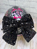 Black on black  Sequin Double Stack Helmet Bow